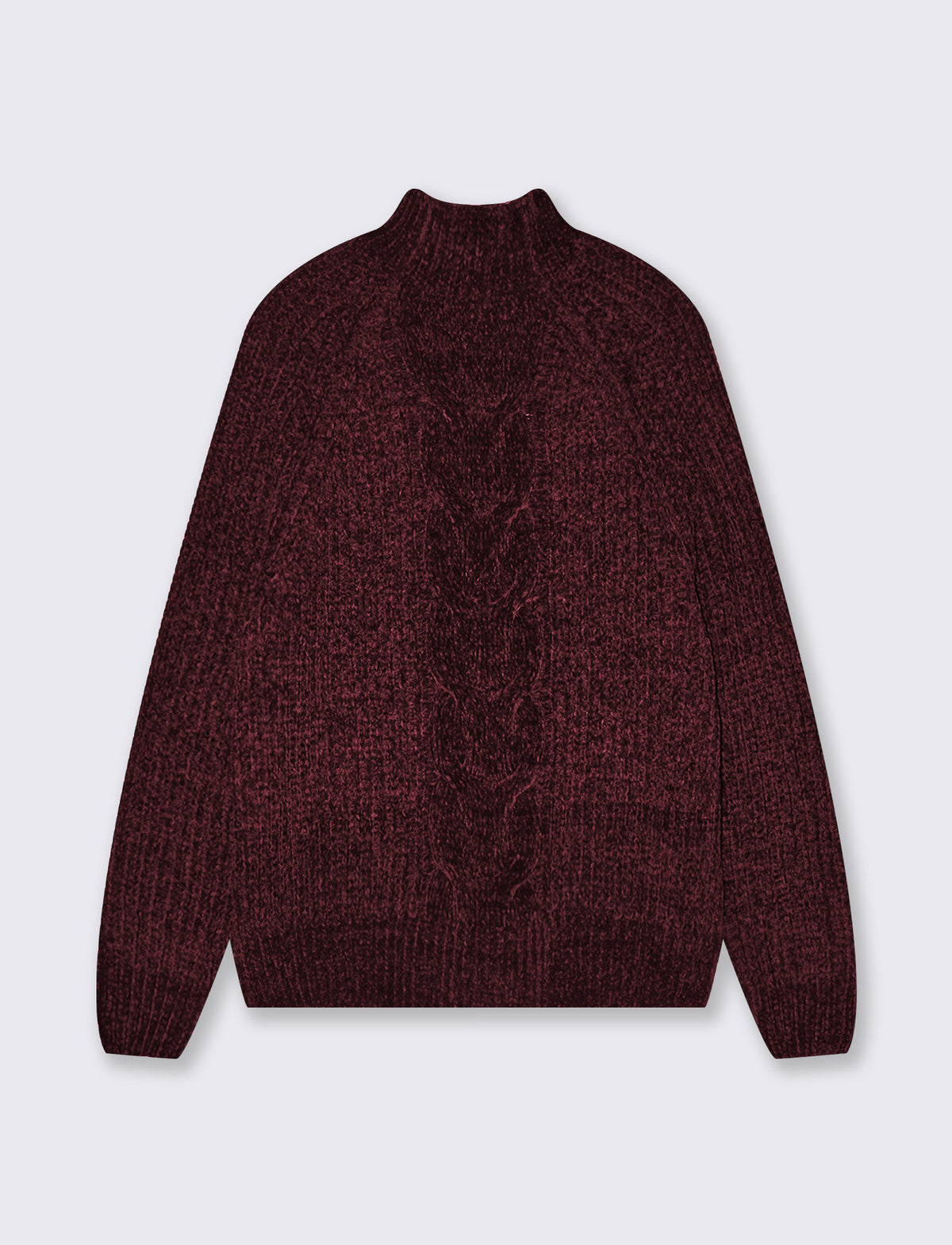 Turtleneck sweater with central braid - Red