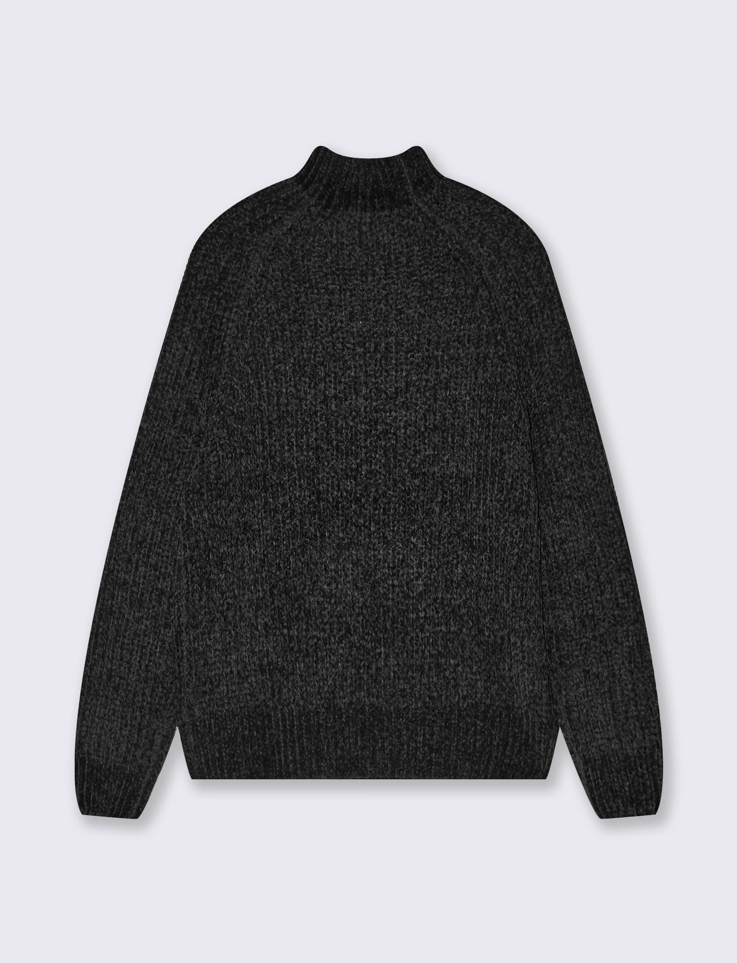Pullover mezzo collo con treccia centrale - Nero