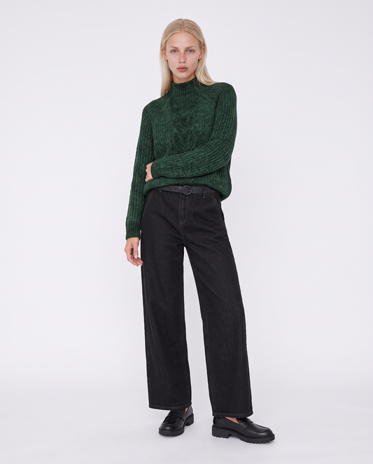 Turtleneck sweater with central braid - 