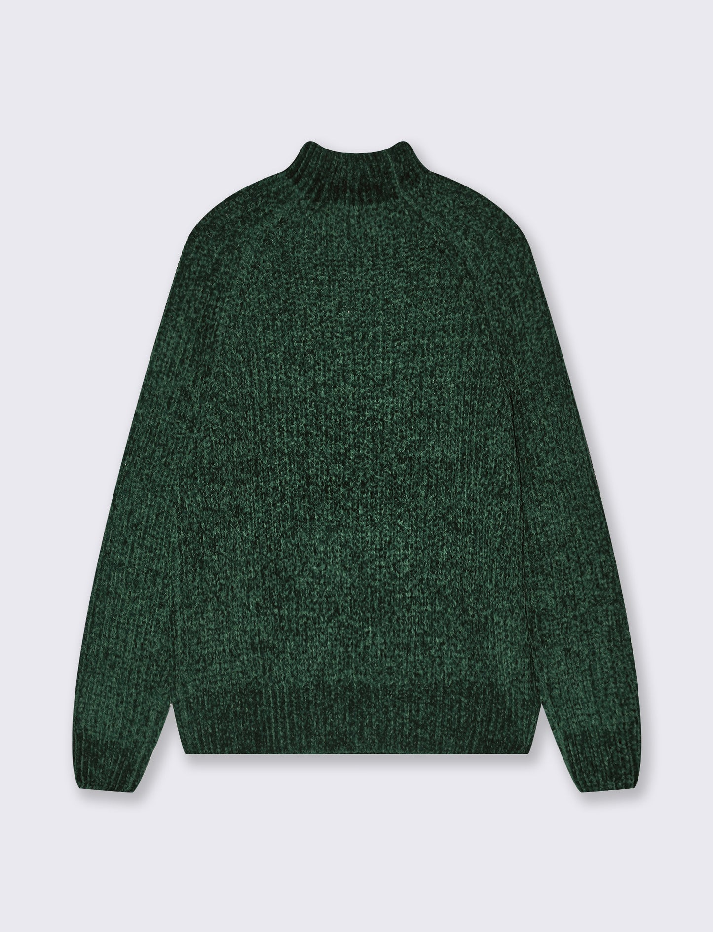 Pullover mezzo collo con treccia centrale - Verde bosco