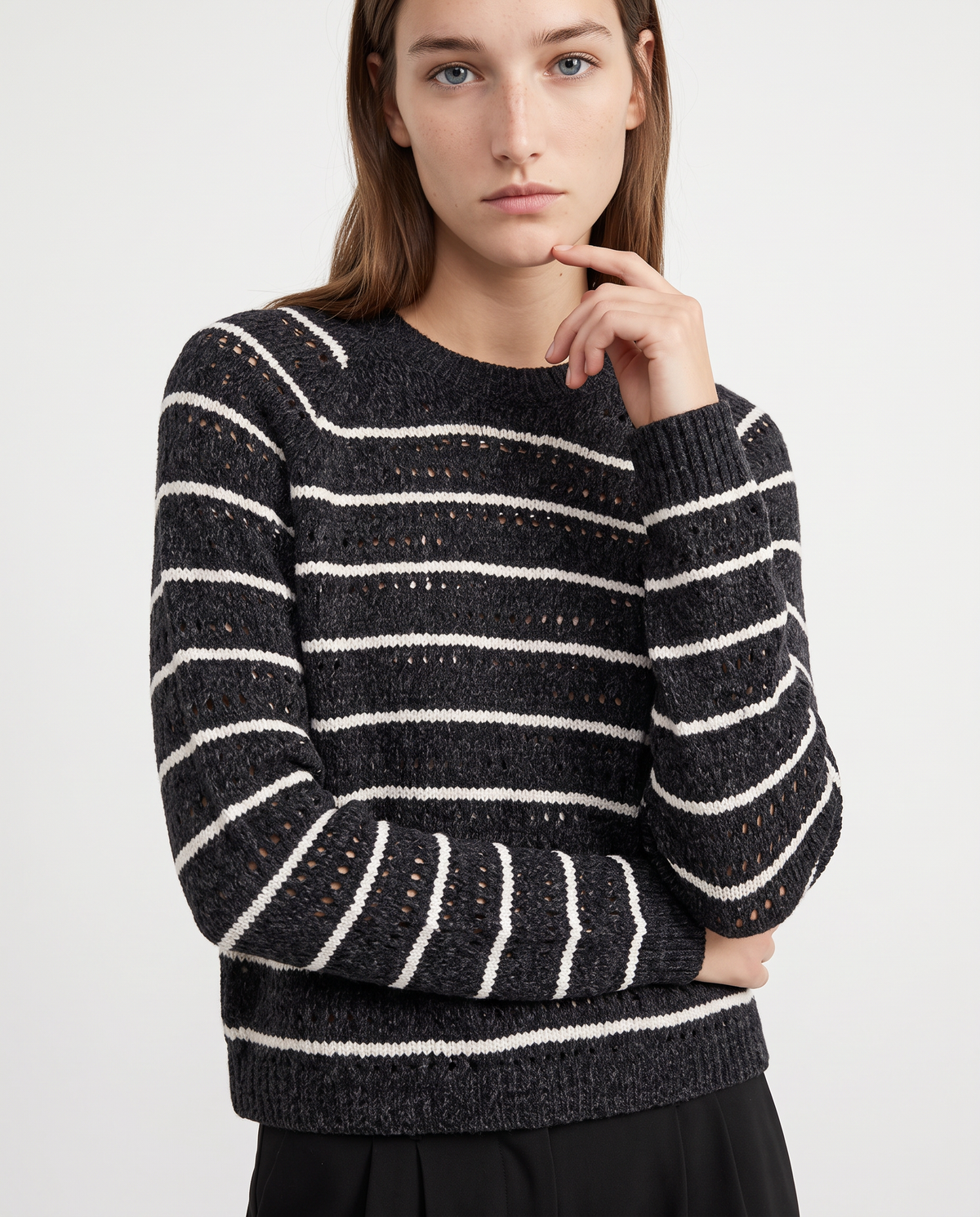 Pullover in ciniglia girocollo crop - var 2