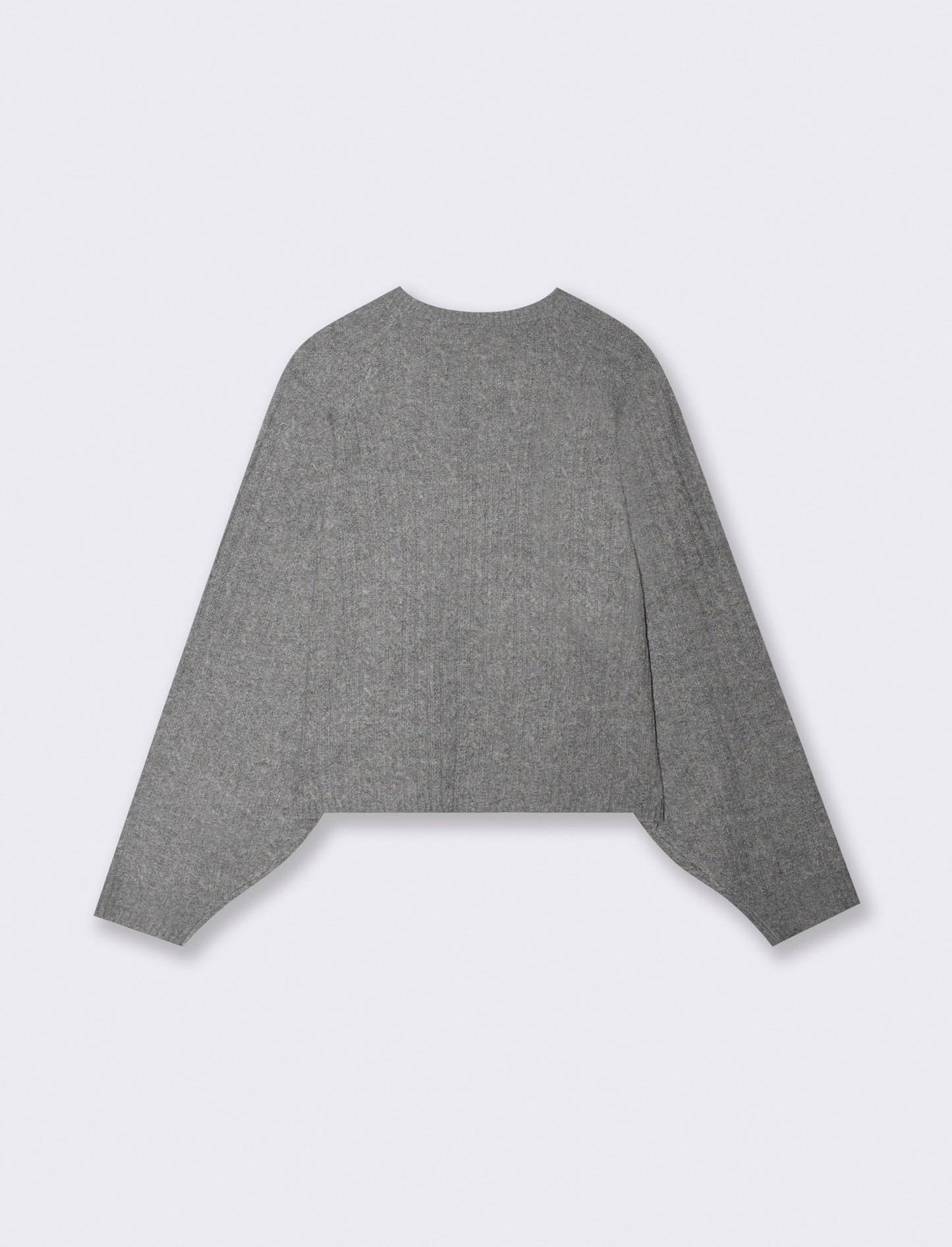 Pullover girocollo con trecce e manica raglan - Grigio mel.