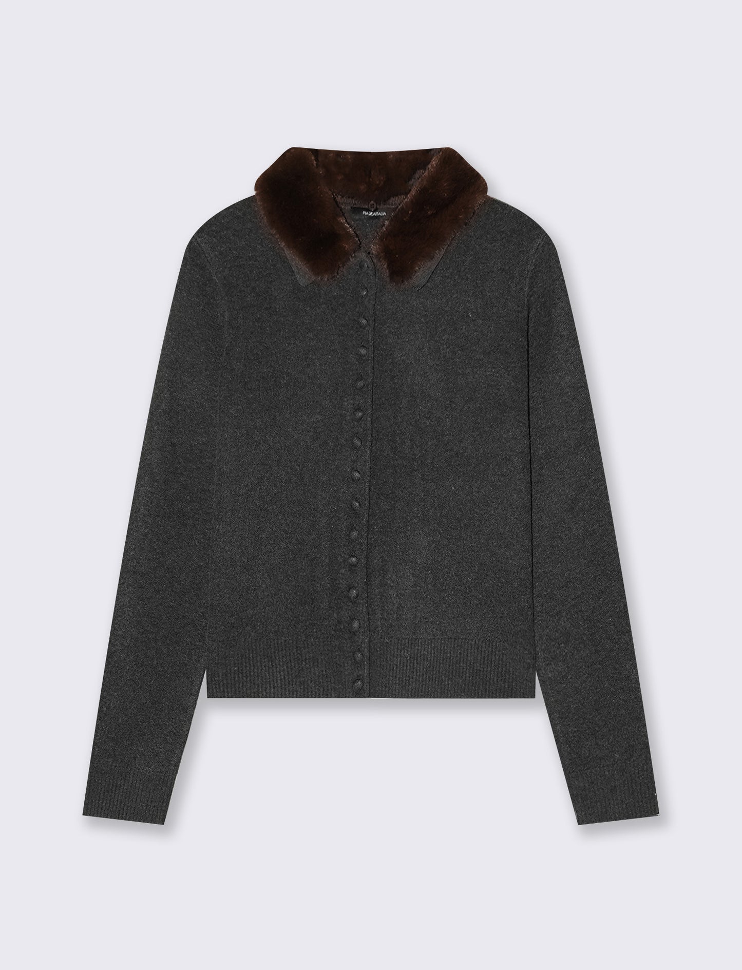 Cardigan con pelliccia e dettagli a costine - Grigio scuro