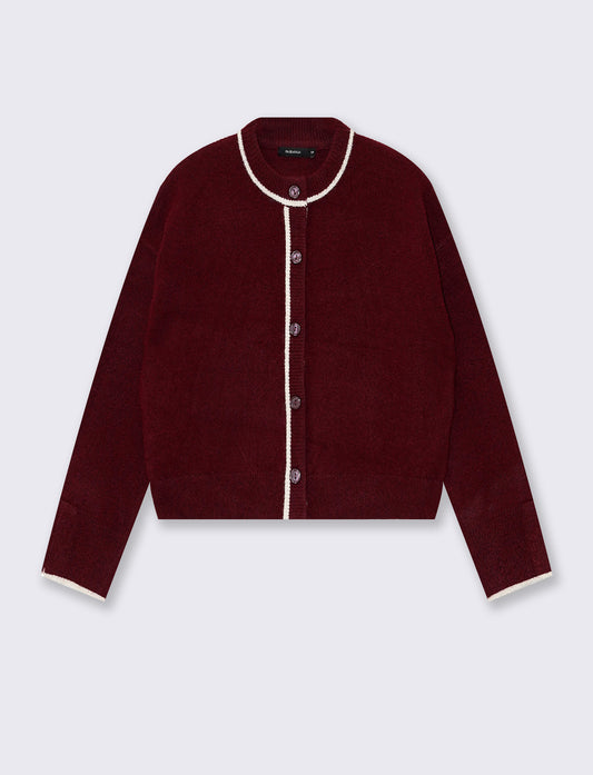 Crewneck cardigan with contrasting oversized fit - 
