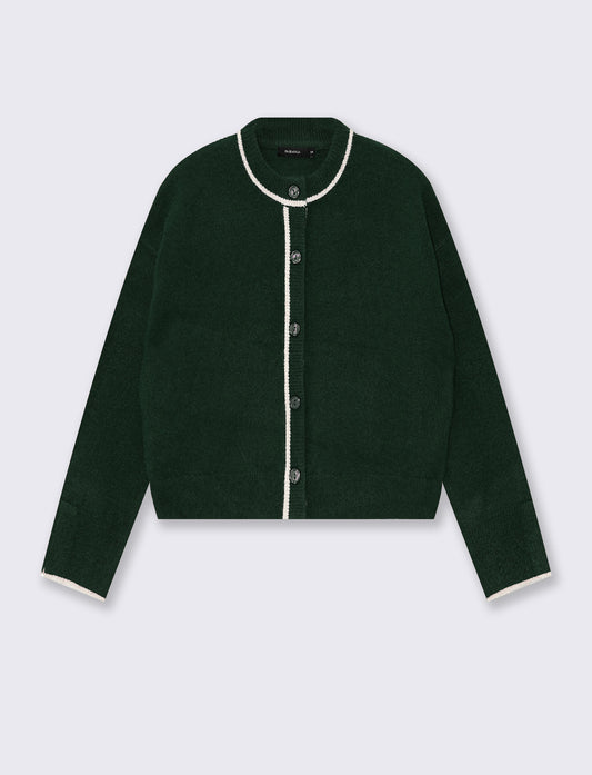 Crewneck cardigan with contrasting oversized fit - 
