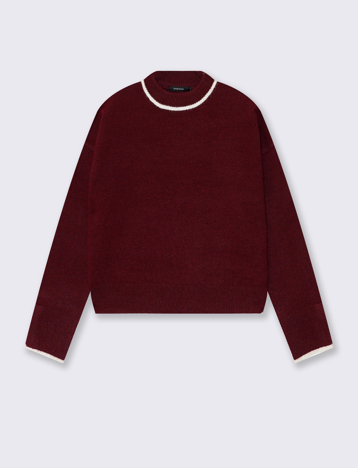 Crew neck pullover with contrasting collar - 