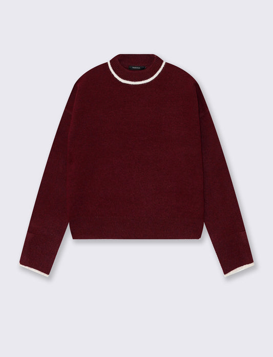 Crew neck pullover with contrasting collar - 
