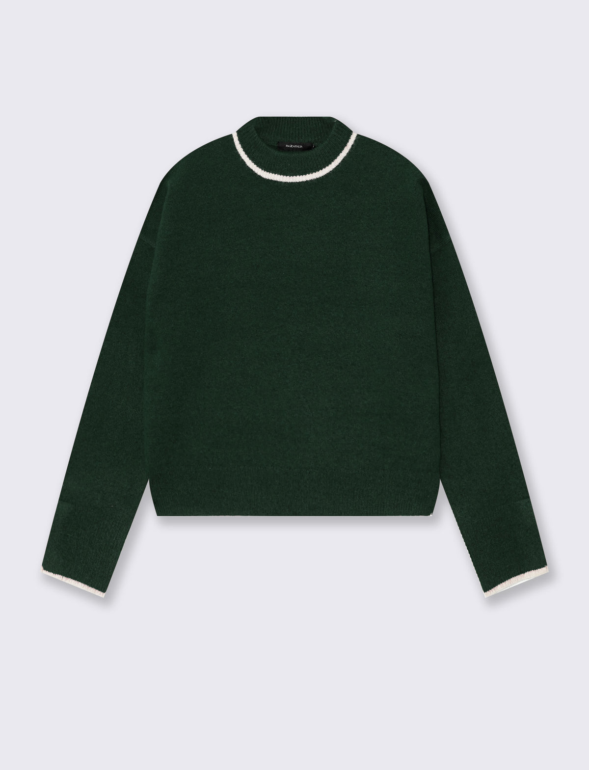 Pullover girocollo con colletto a contrasto - var 2