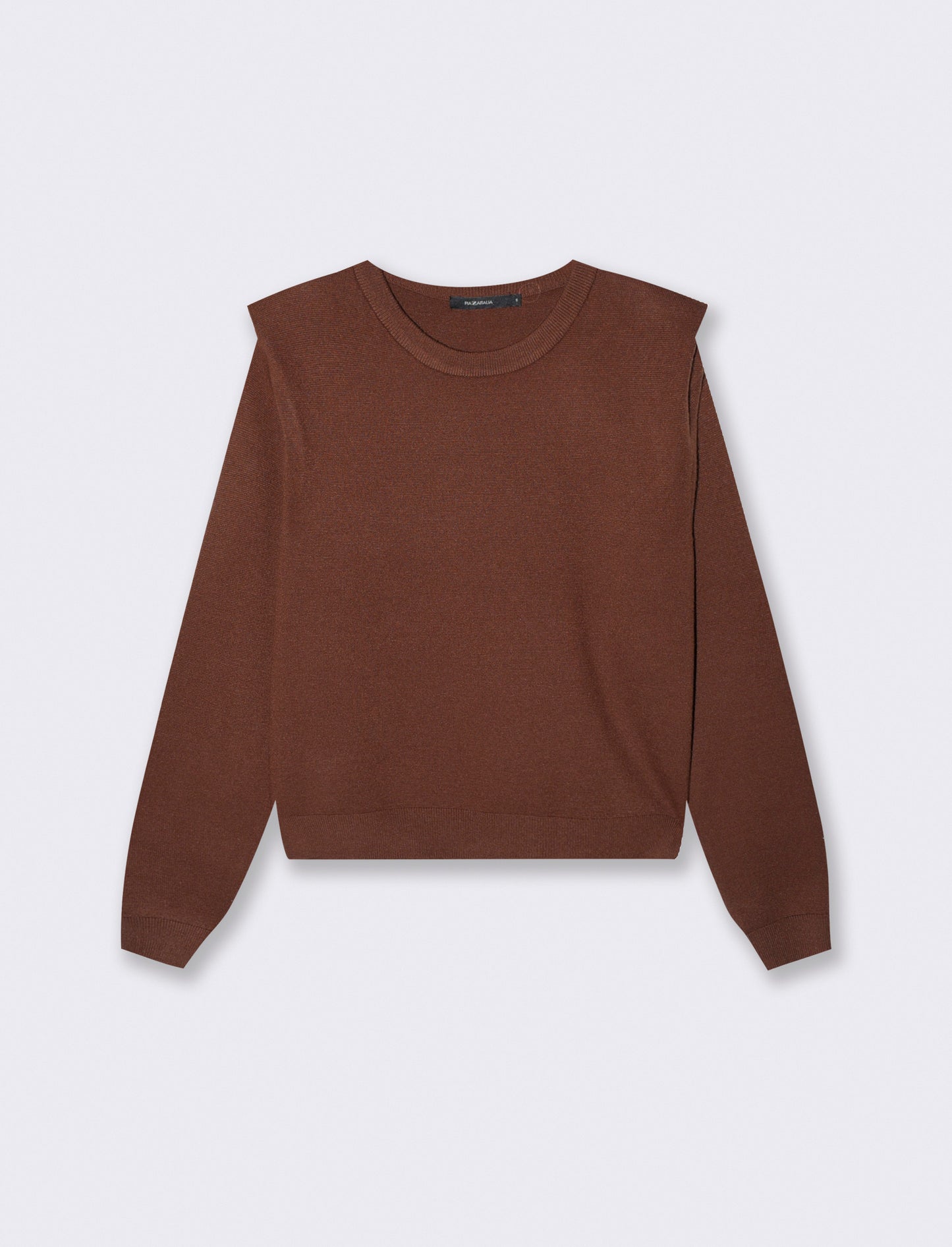 Pullover girocollo con spalline regolari - Marrone cioccolato
