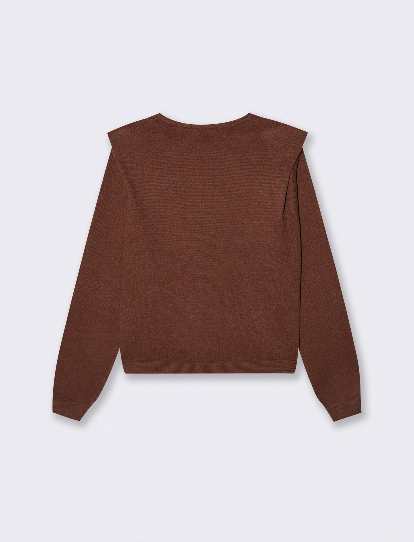 Pullover girocollo con spalline regolari - Marrone cioccolato