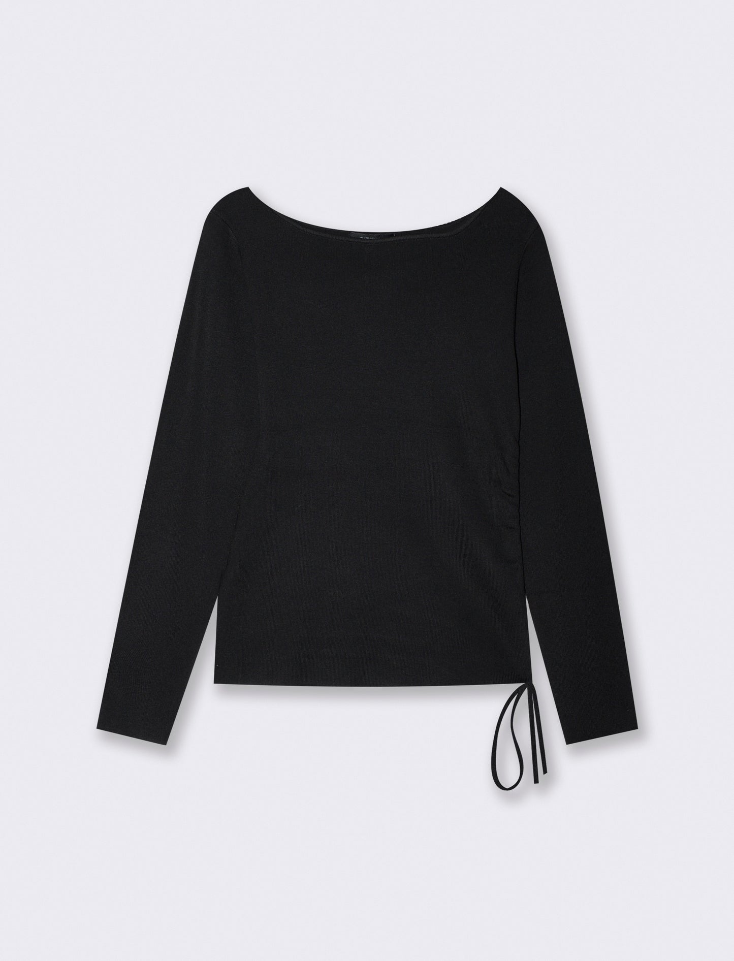 Pullover asimmetrico con coulisse laterale - Nero