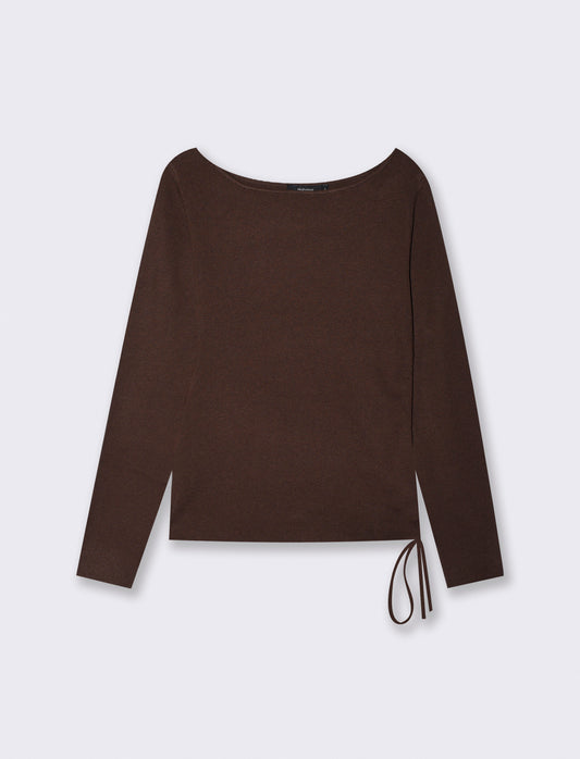 Pullover asimmetrico con coulisse laterale - Moro