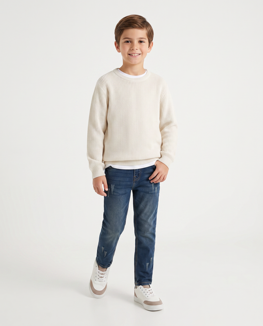 Jogging denim skinny con stile college - DENIM SCURO