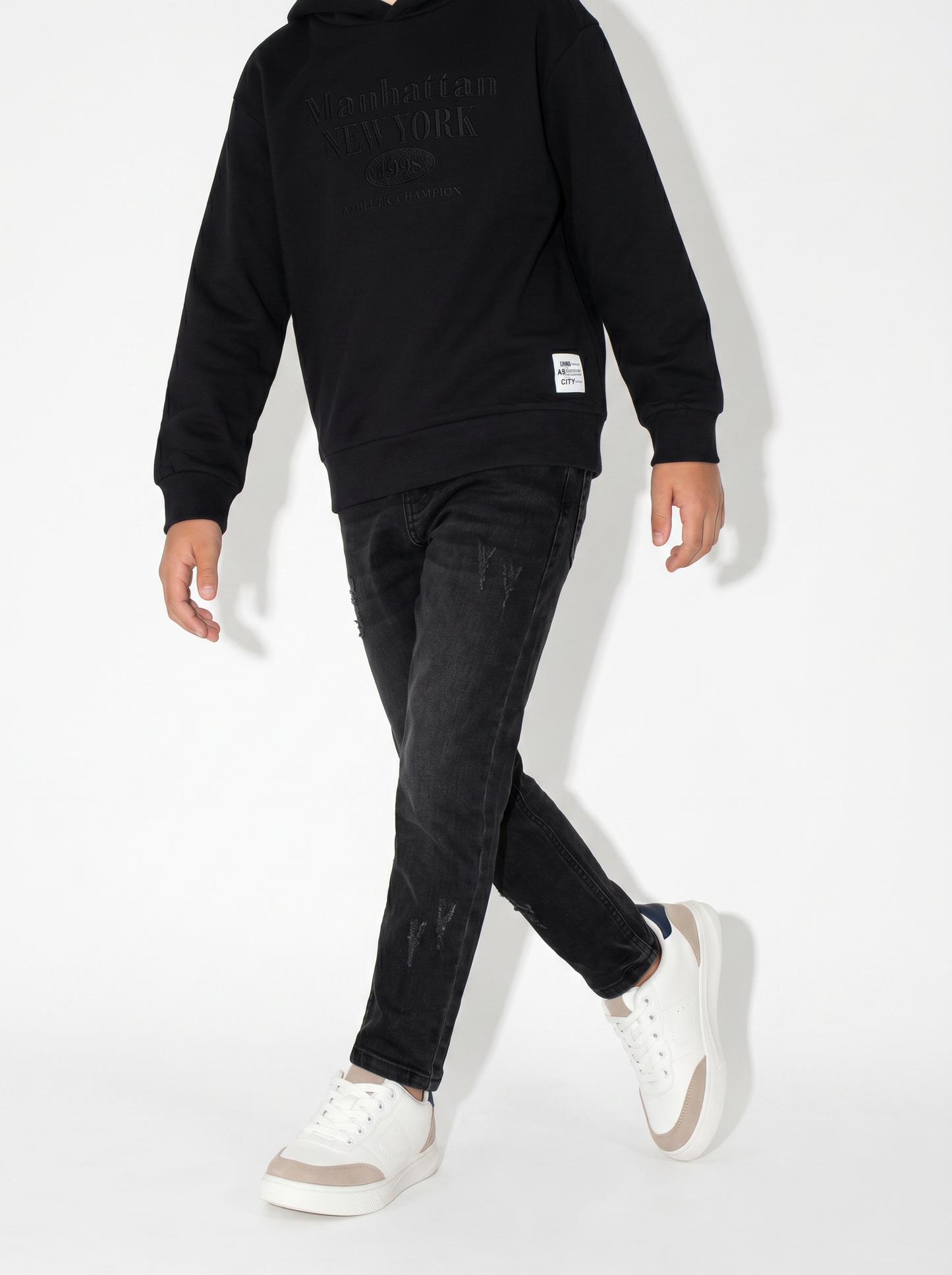 College style denim skinny jogging - Black