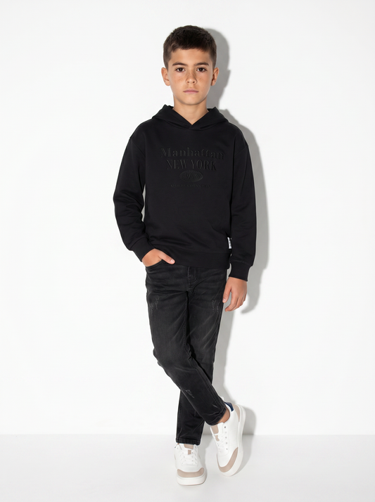 College style denim skinny jogging - Black