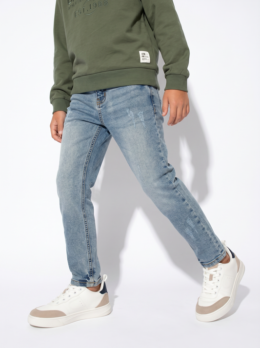 College style denim skinny jogging - Blue