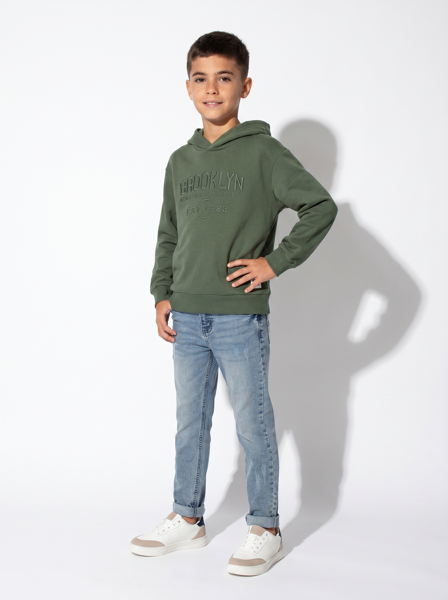 Jogging denim skinny con stile college - Denim chiaro