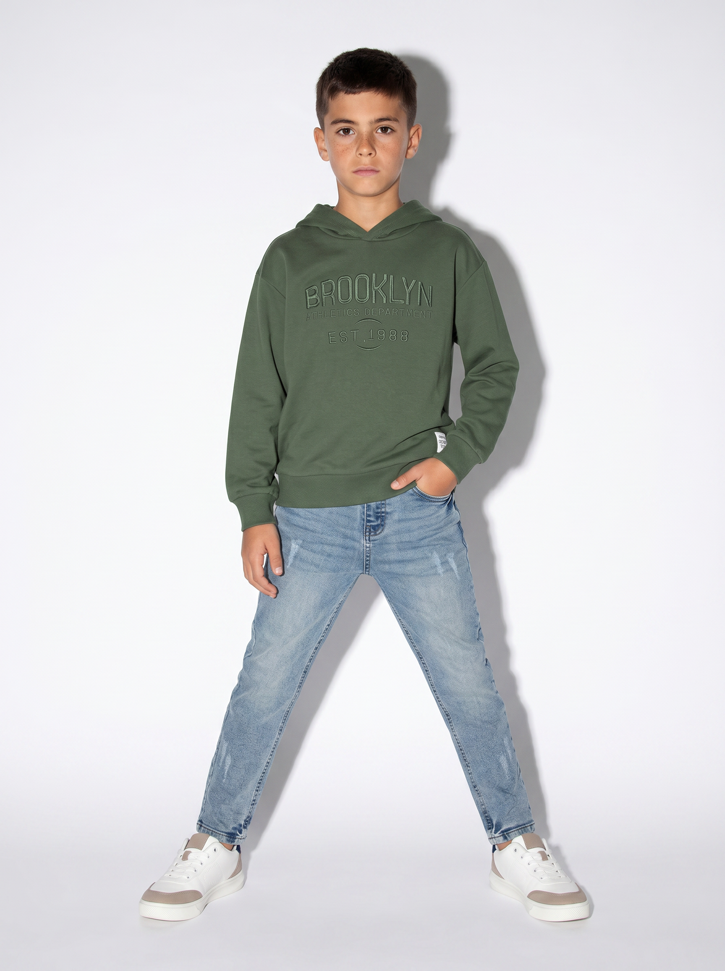 Jogging denim skinny con stile college - Denim chiaro