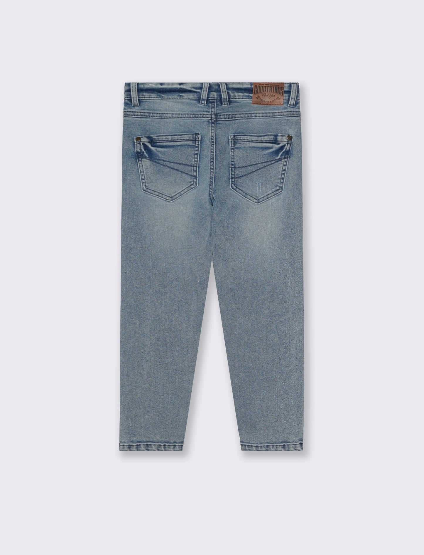 Jogging denim skinny con stile college - Denim chiaro