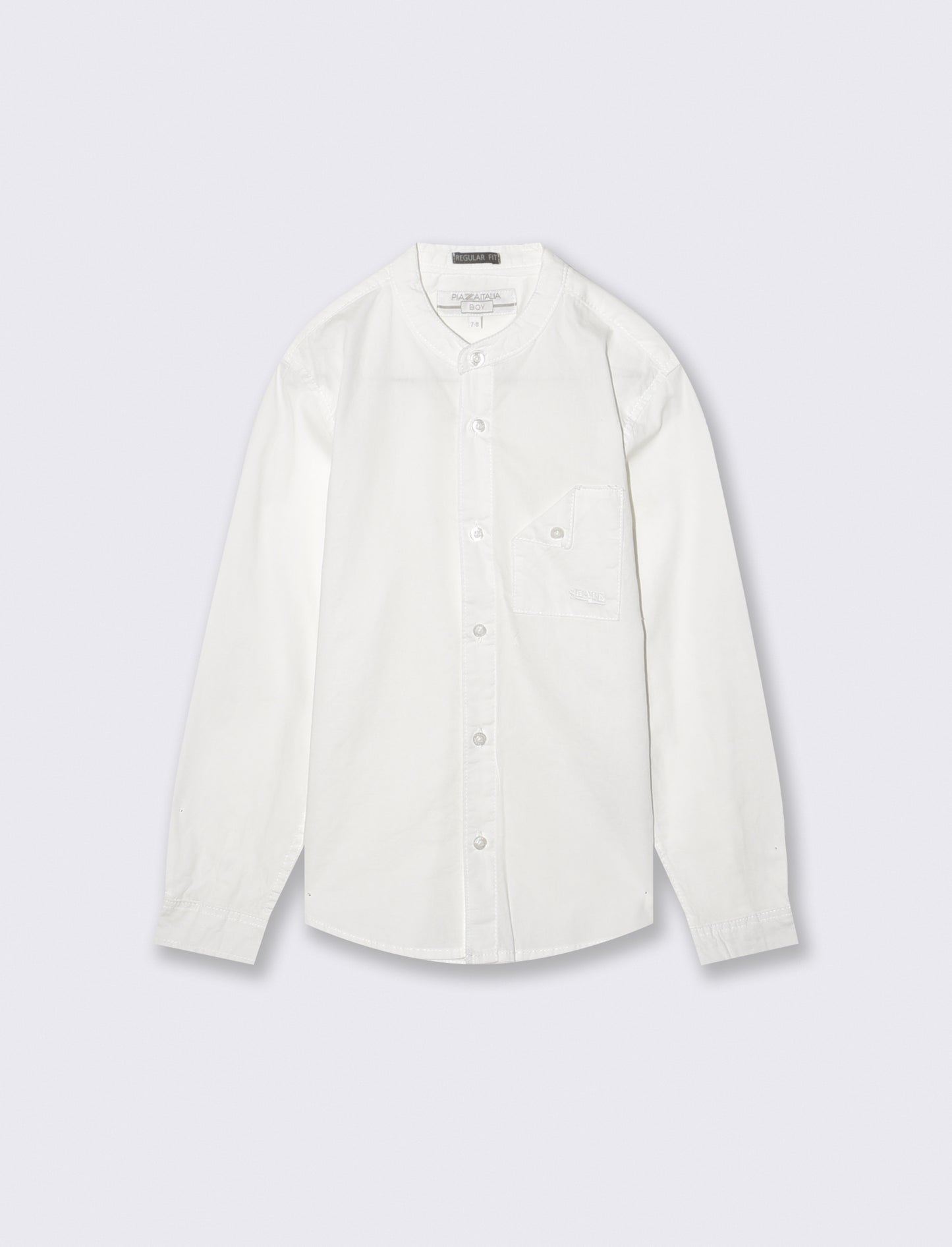 Camicia collo coreano maniche lunghe casual - Bianco latte