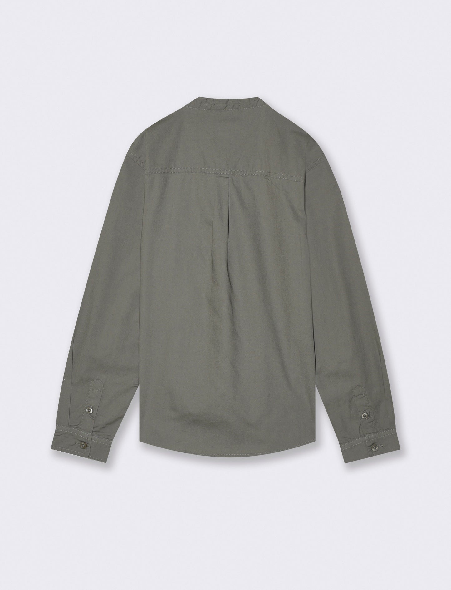 Camicia collo coreano maniche lunghe casual - Verde militare