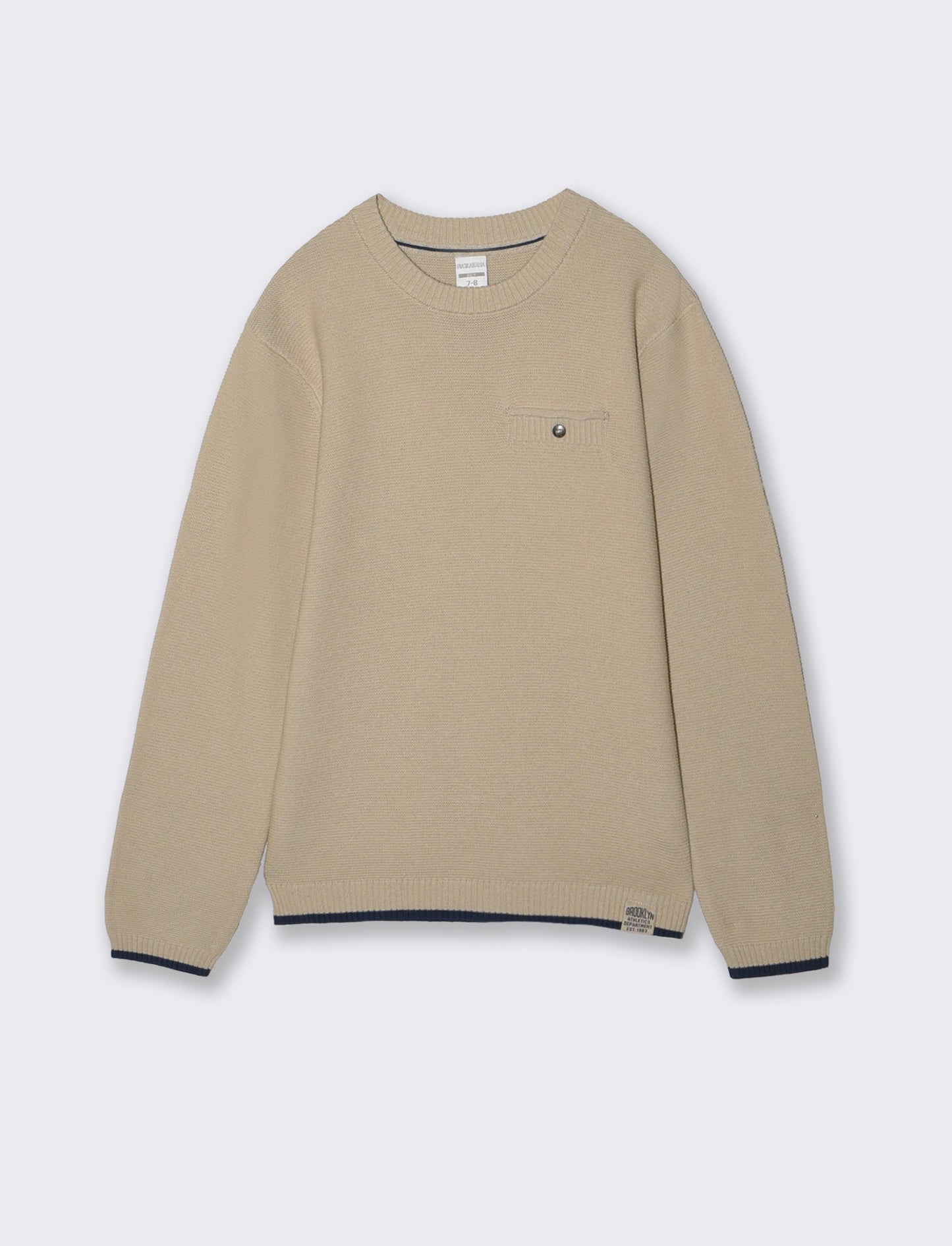 Maglioncino girocollo con taschino - Beige
