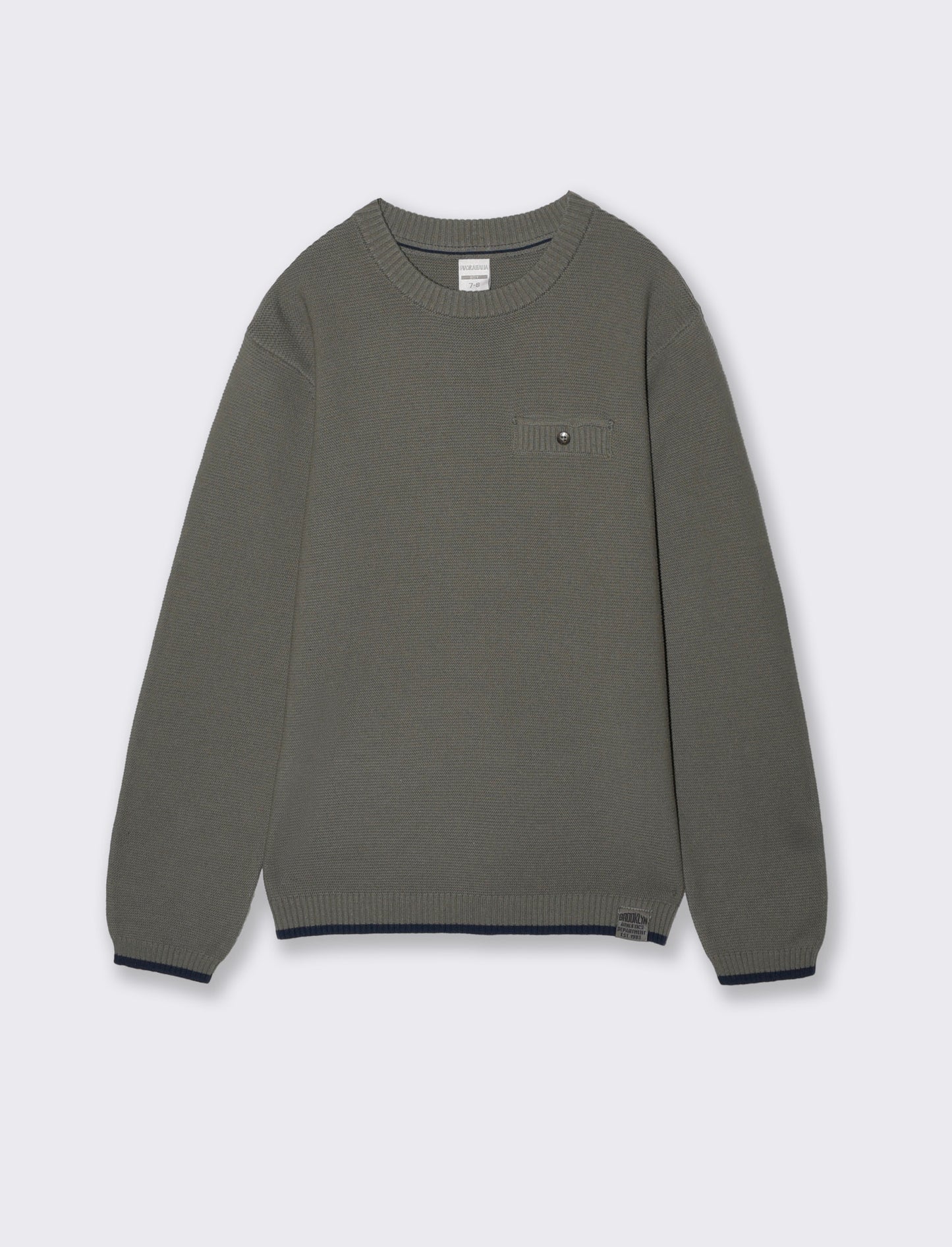 Maglioncino girocollo con taschino - Verde militare