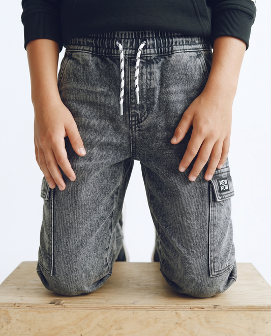 Jogging in denim with side pocket - Grey