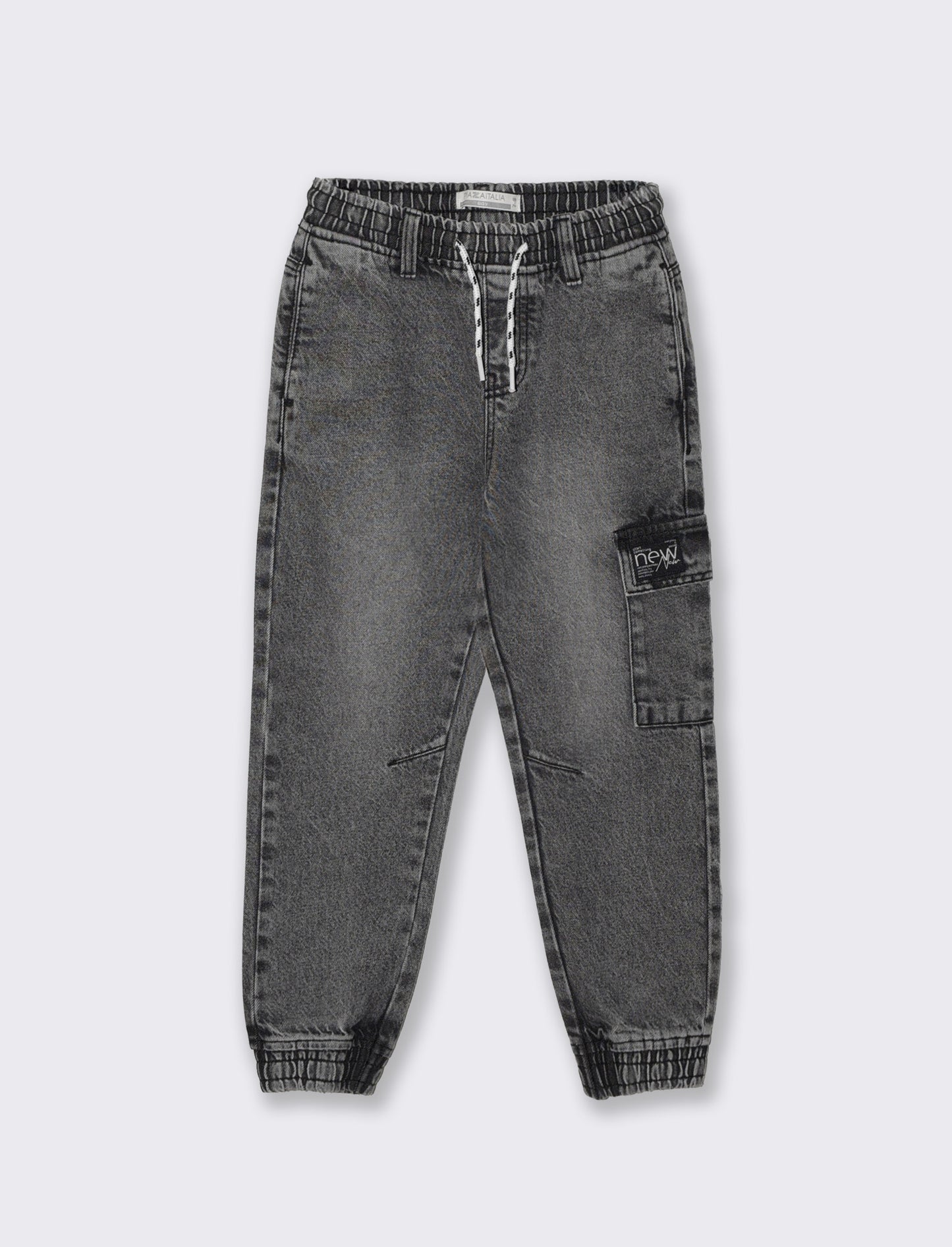 Jogging in denim con tasca laterale - Grigio