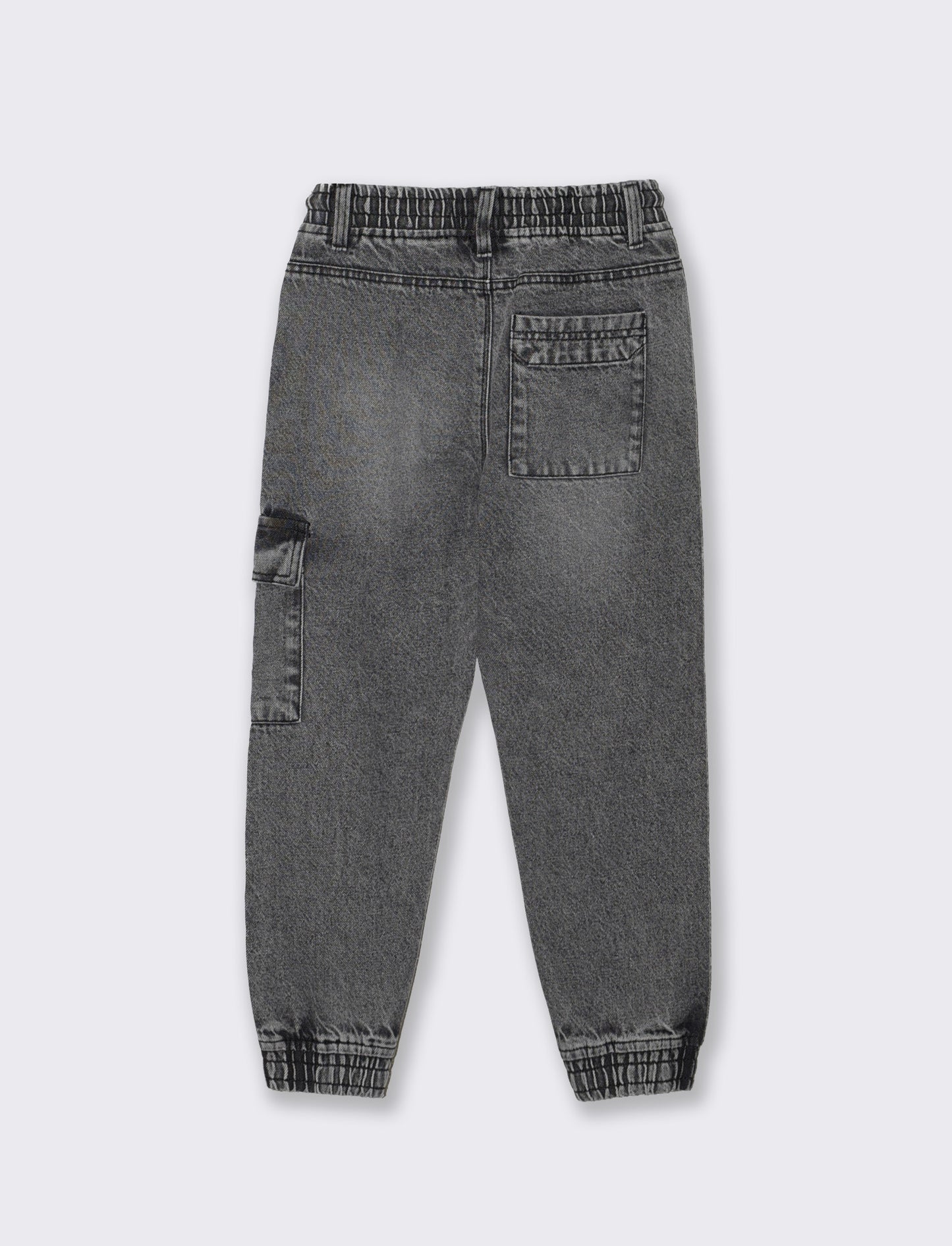 Jogging in denim con tasca laterale - Grigio