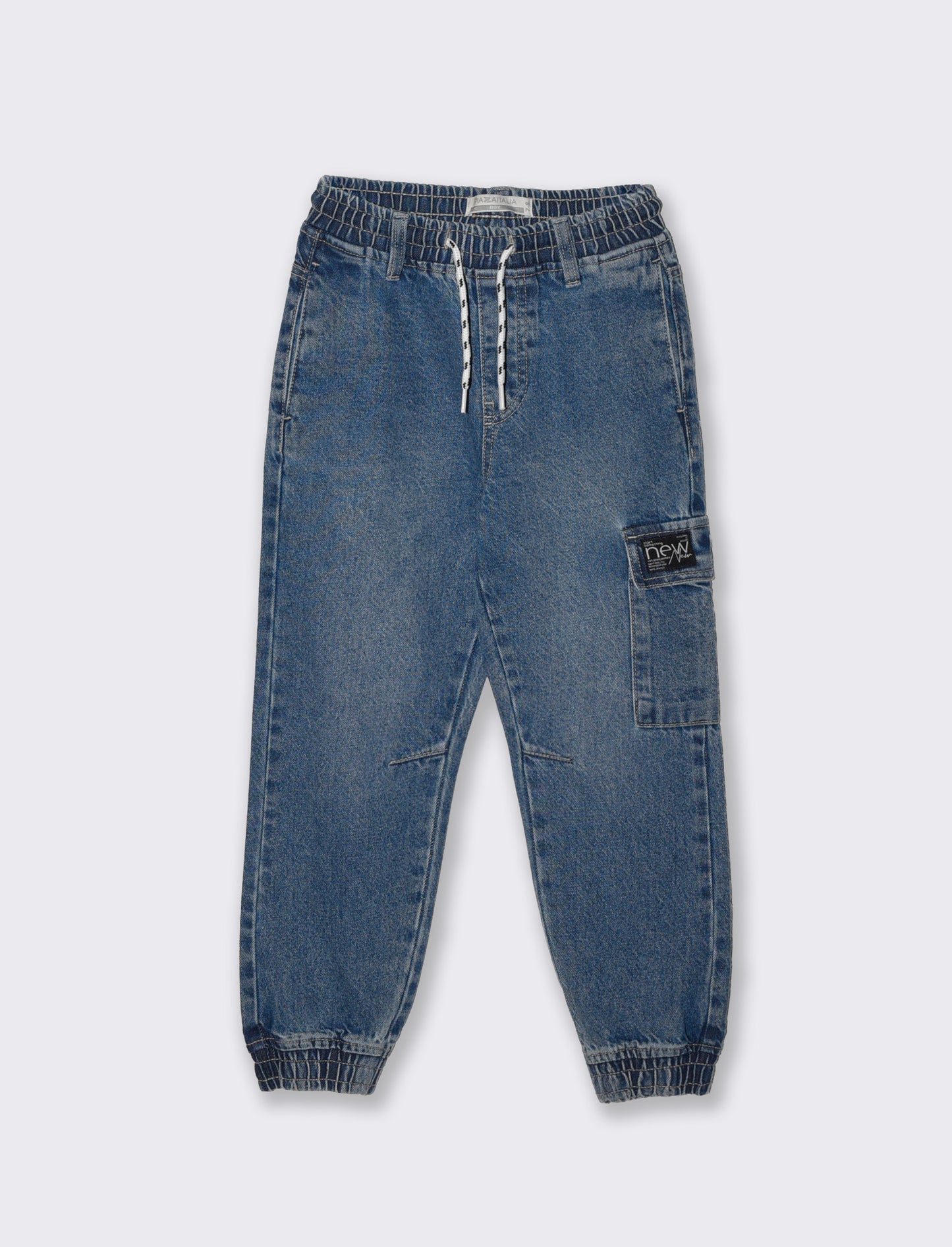 Jogging in denim with side pocket - Blue