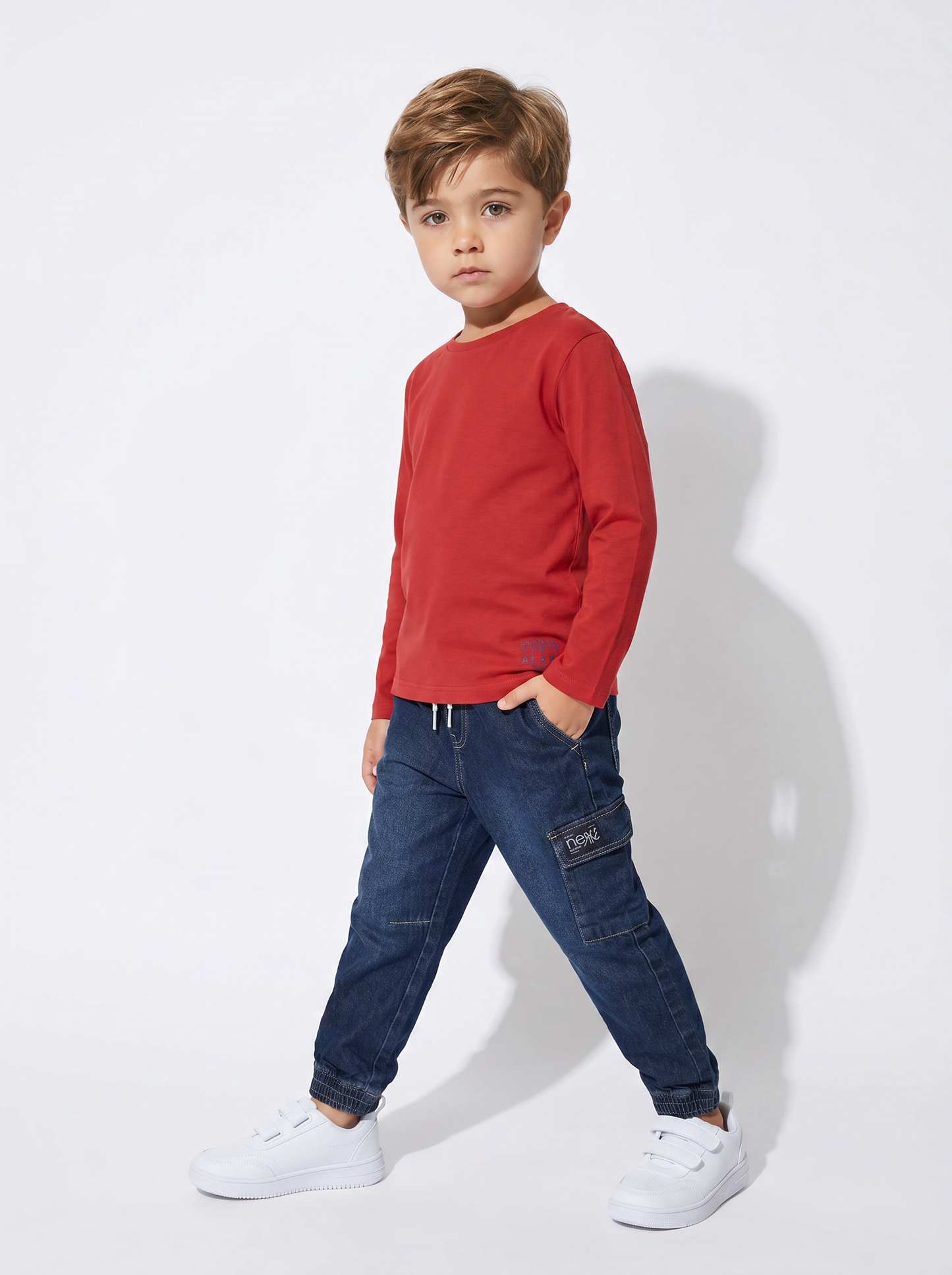 Jogging in denim con tasca laterale - DENIM SCURO