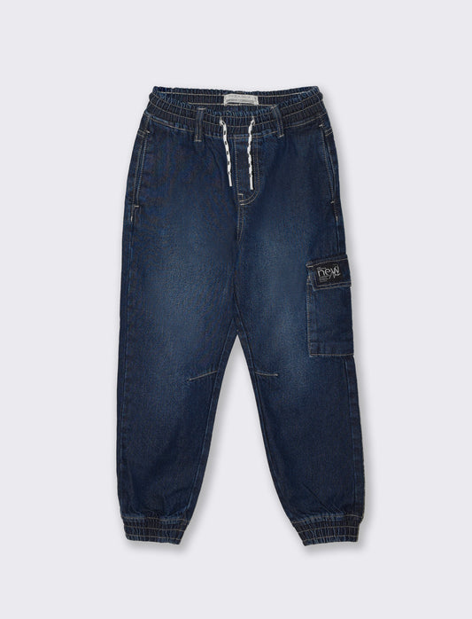 Jogging in denim with side pocket - Blue