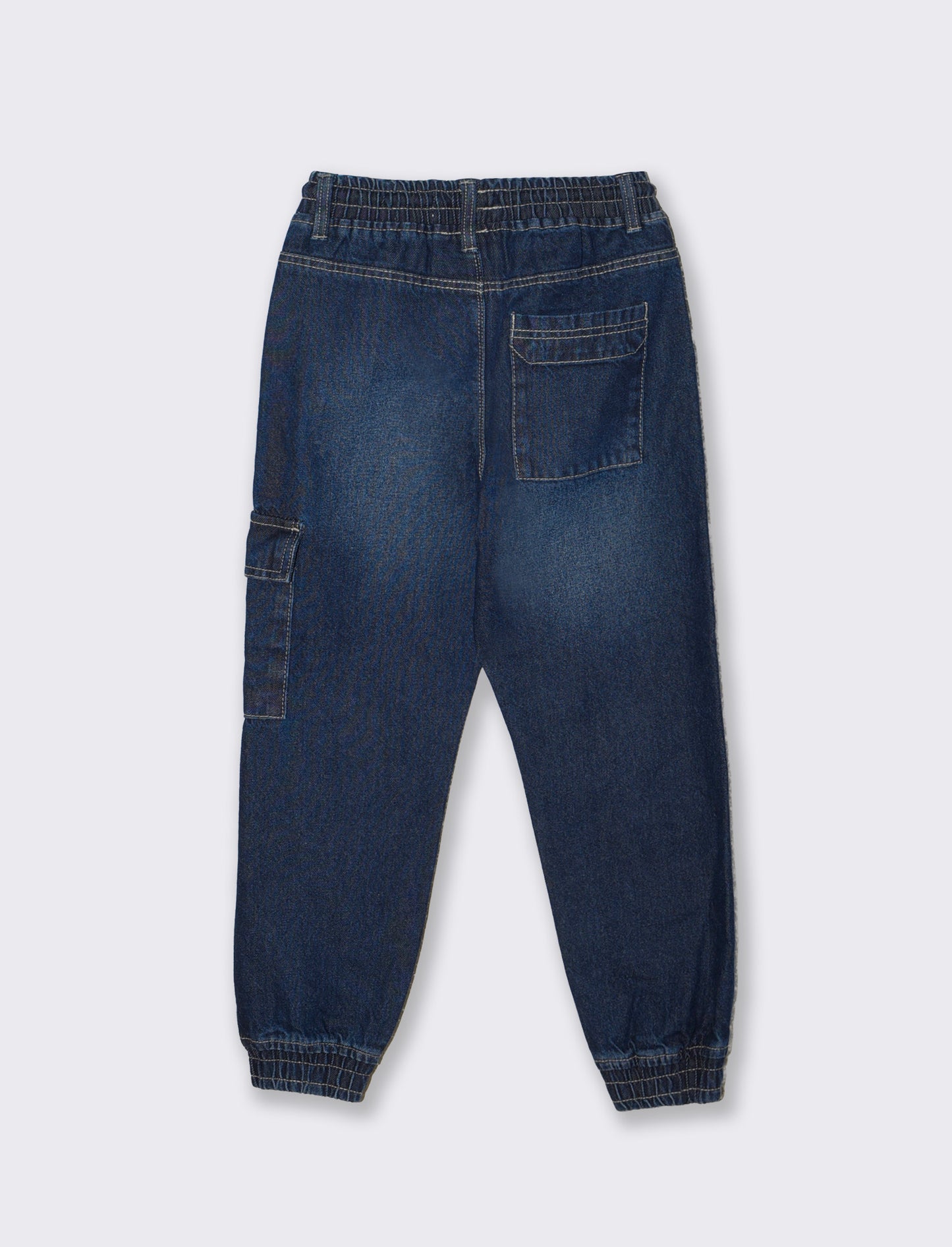 Jogging in denim con tasca laterale - DENIM SCURO
