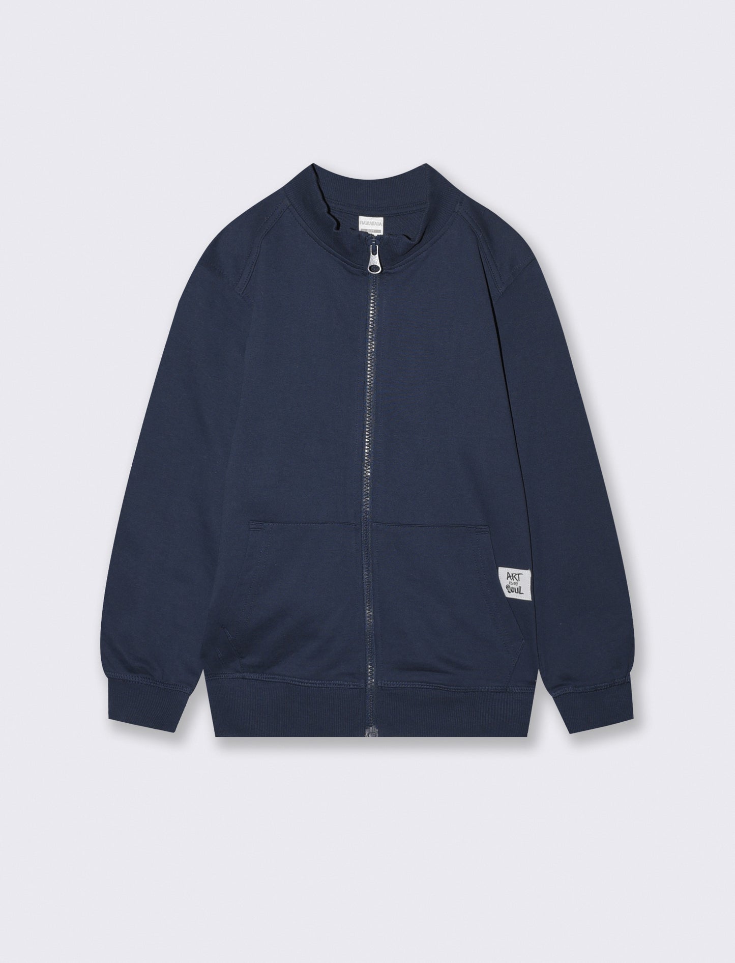 Felpa collo alto con zip e tascone - Blu