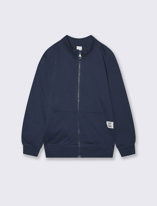 Felpa collo alto con zip e tascone - Blu