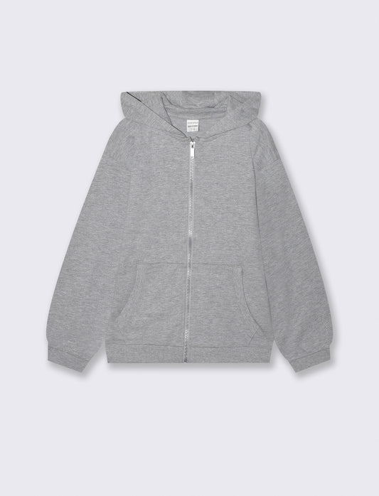 Felpa con cappuccio versatile per tutti - Grigio mel.