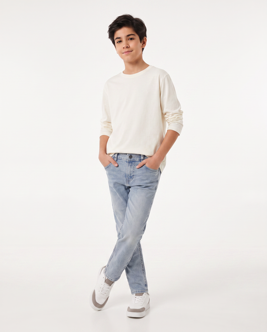 Versatile cotton regular fit jeans - Blue