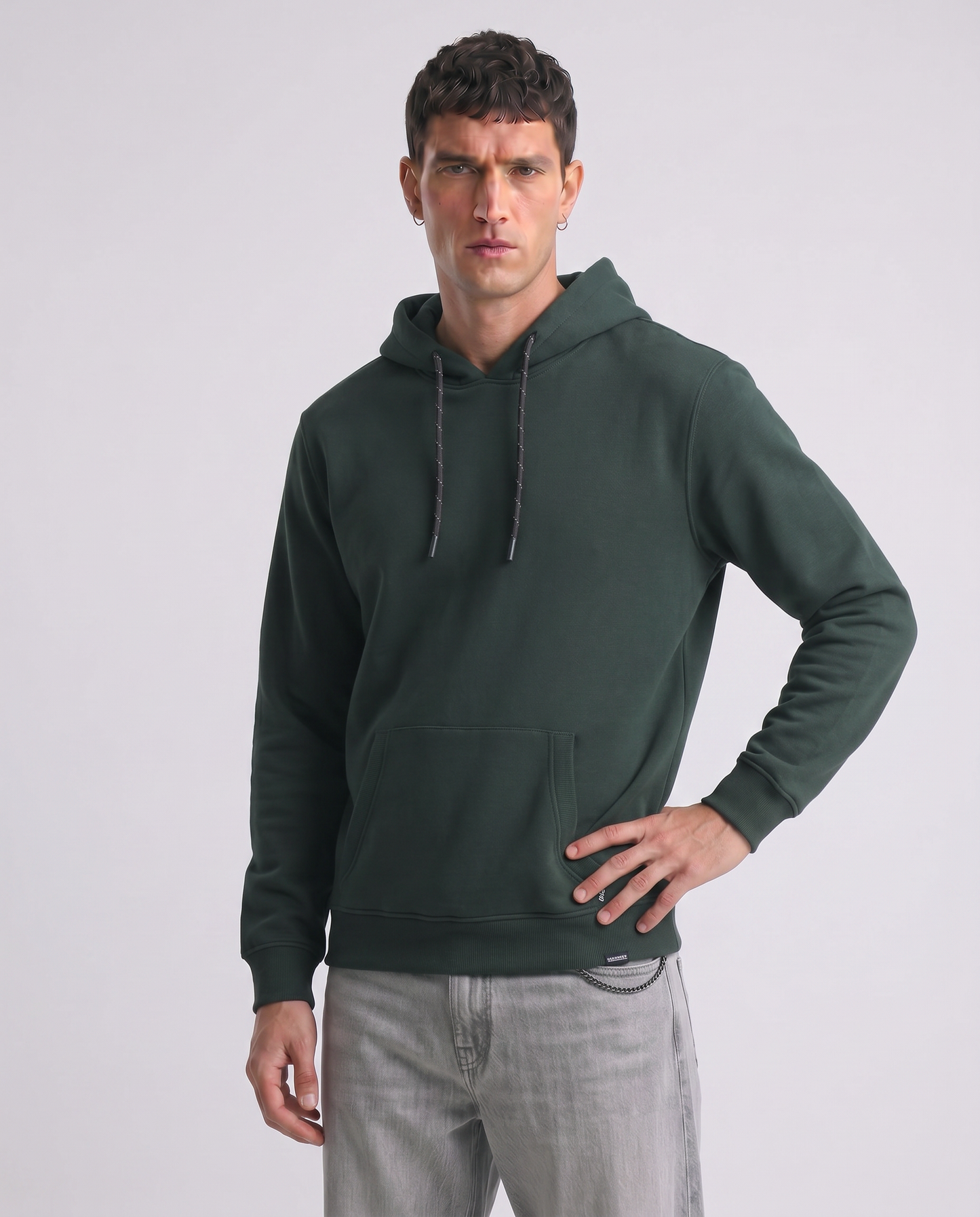 Basic Hoodie with Kangaroo Pocket - Green