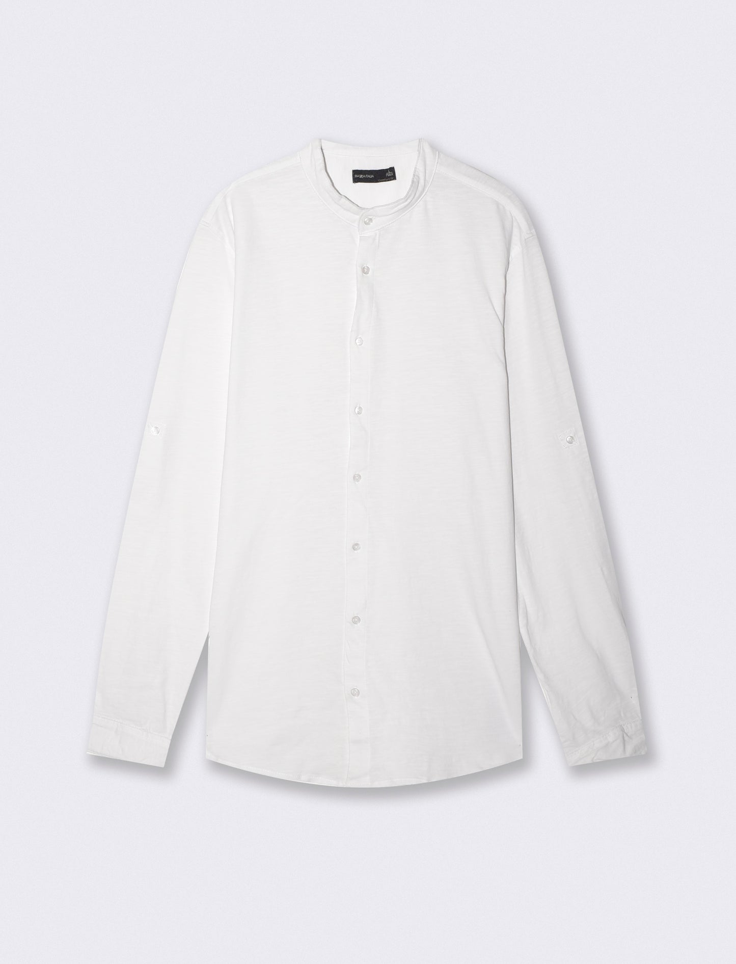 Slub jersey shirt with Korean collar - White