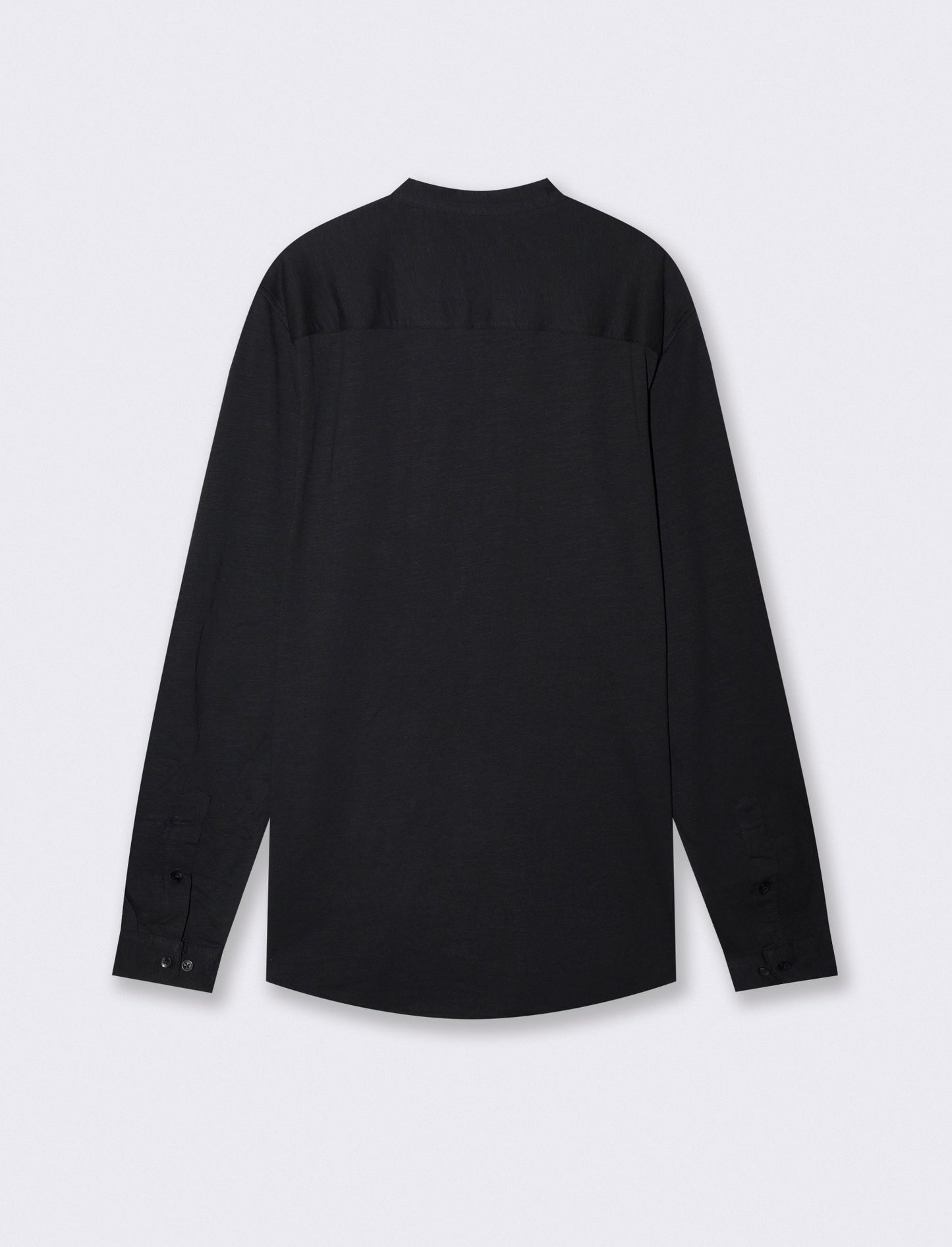 Slub jersey shirt with Korean collar - Black