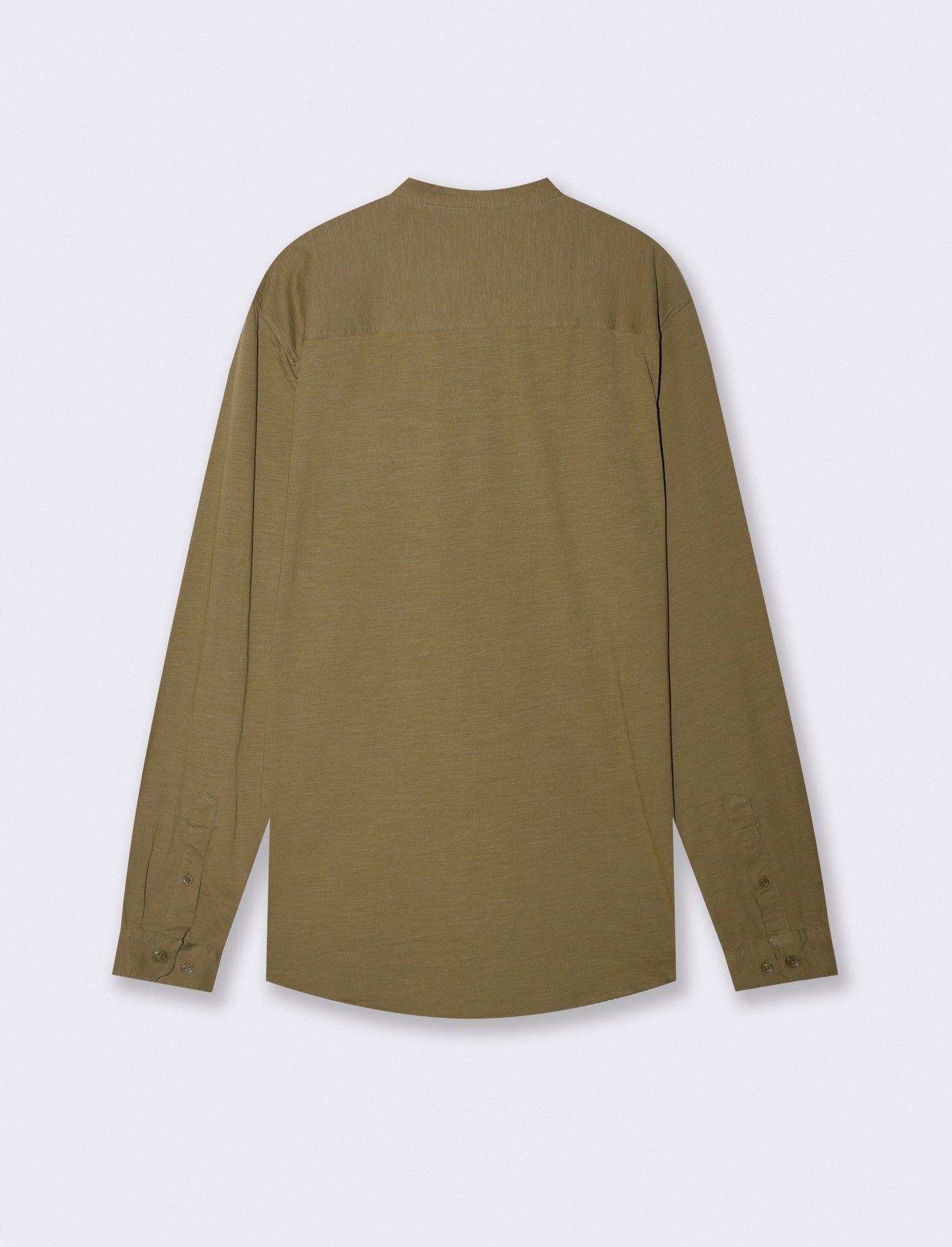 Slub jersey shirt with Korean collar - Brown