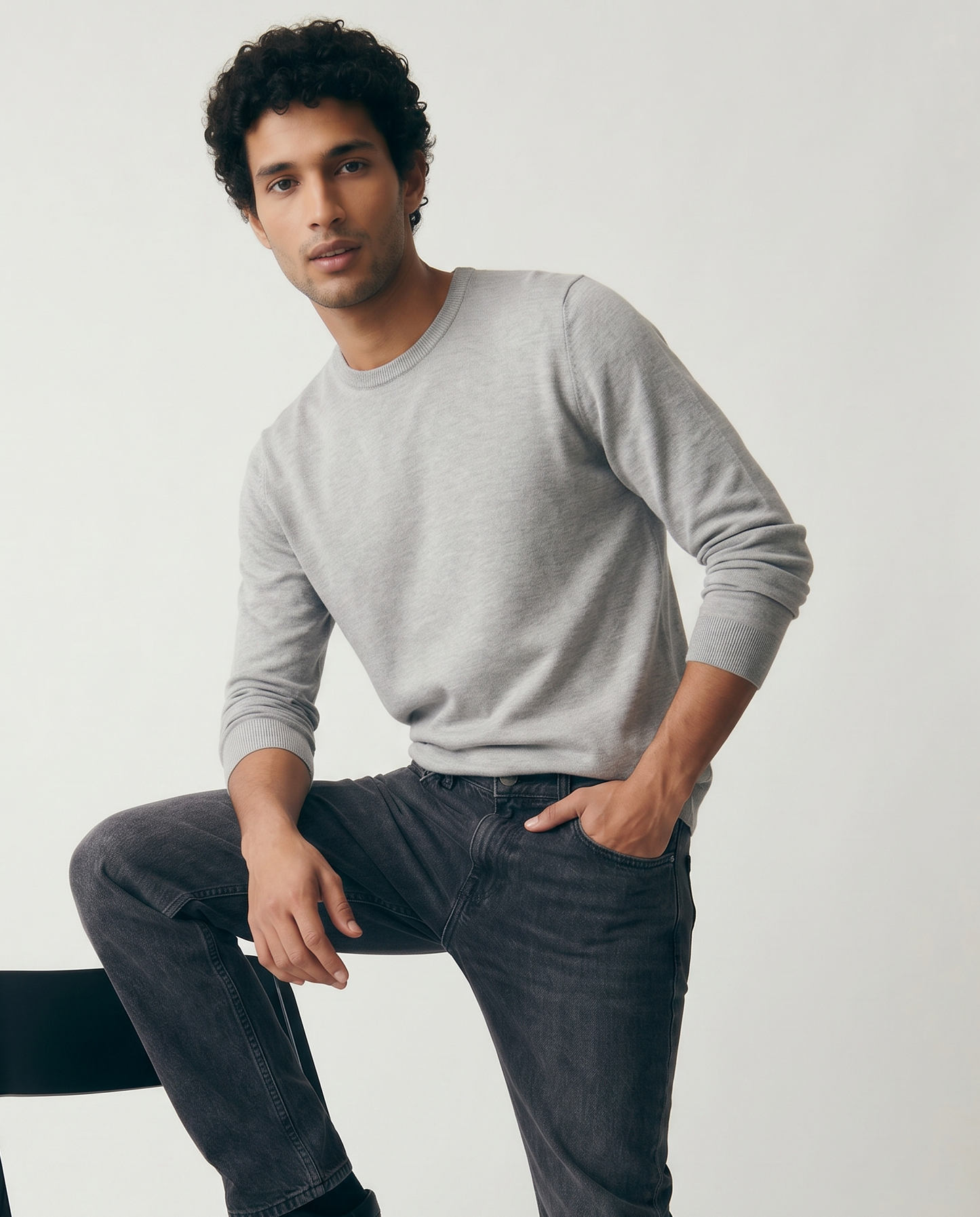 Maglia Basic Soft Touch Girocollo Regular Fit - Grigio mel.