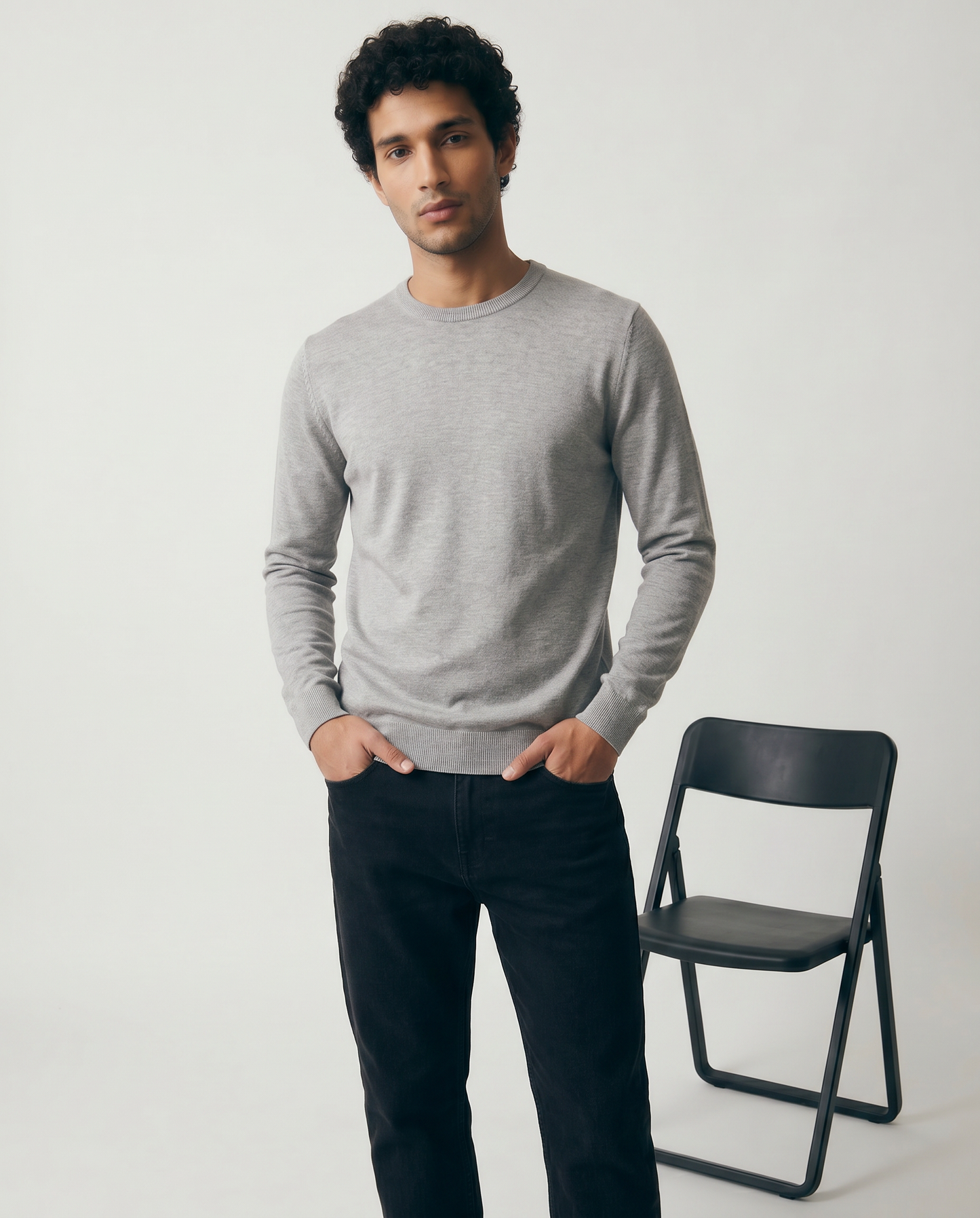 Maglia Basic Soft Touch Girocollo Regular Fit - Grigio mel.
