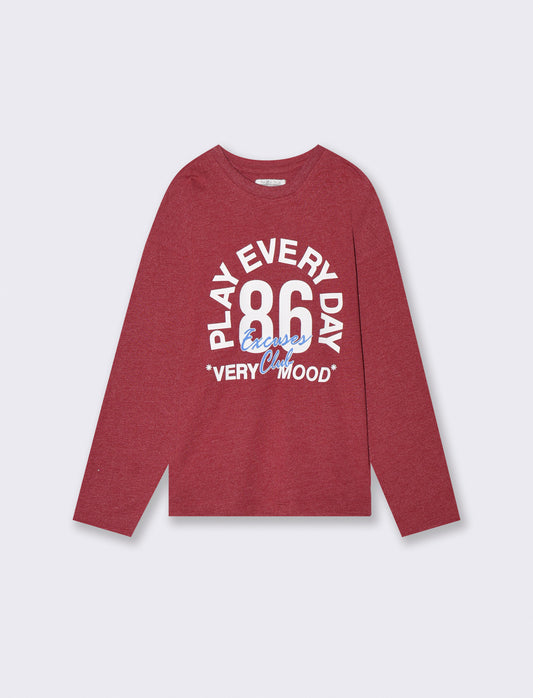 T-shirt fiammata con stampa colorata - Bordeaux