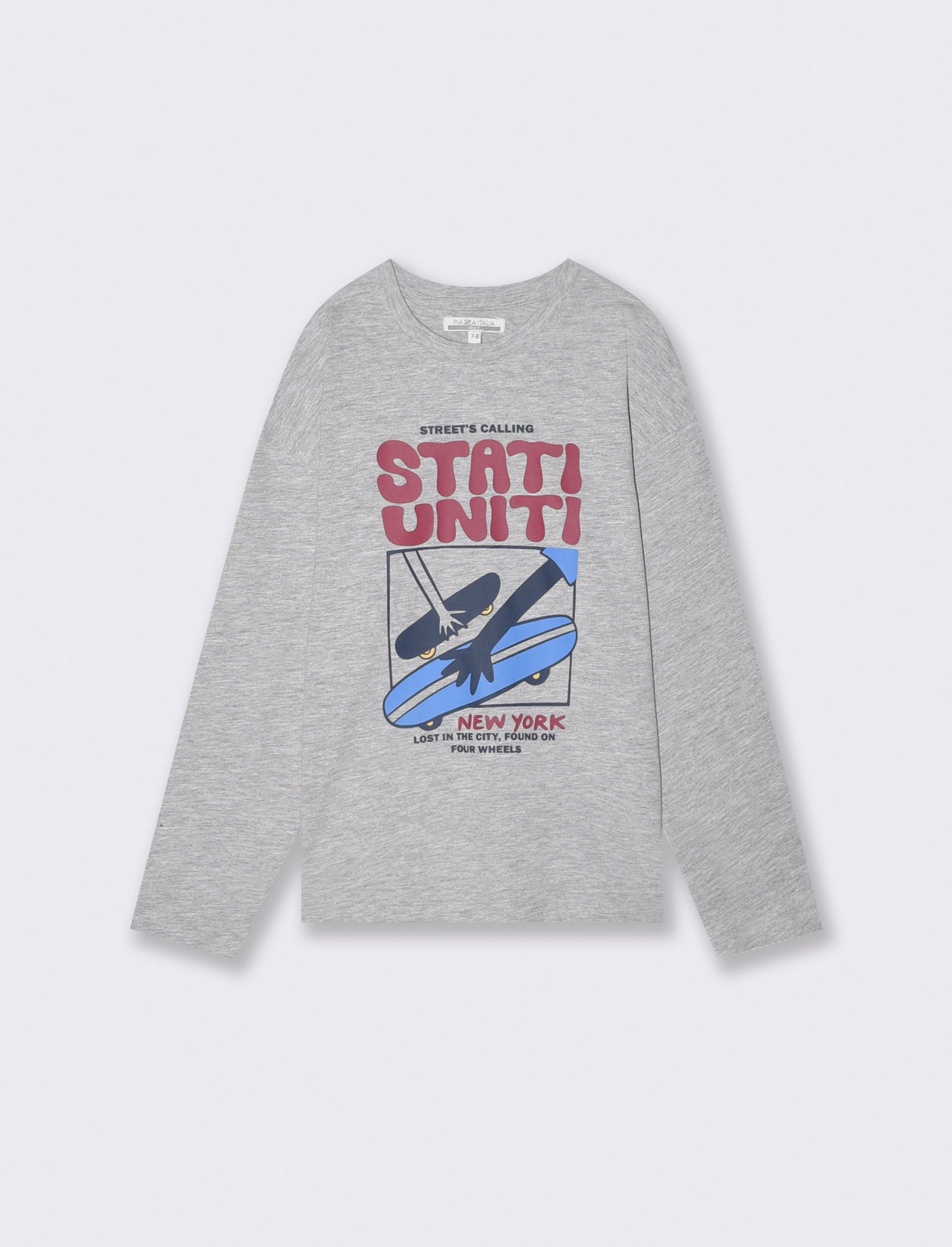 Flame-printed T-shirt with colorful design - Grey