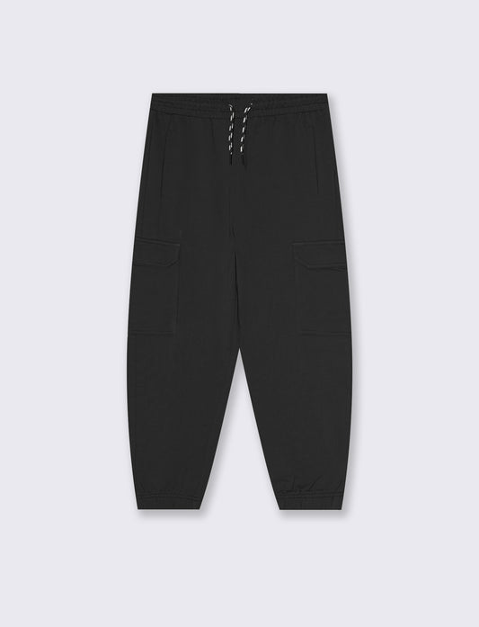 Jogger Cargo Sweatpants with Drawstring - Black