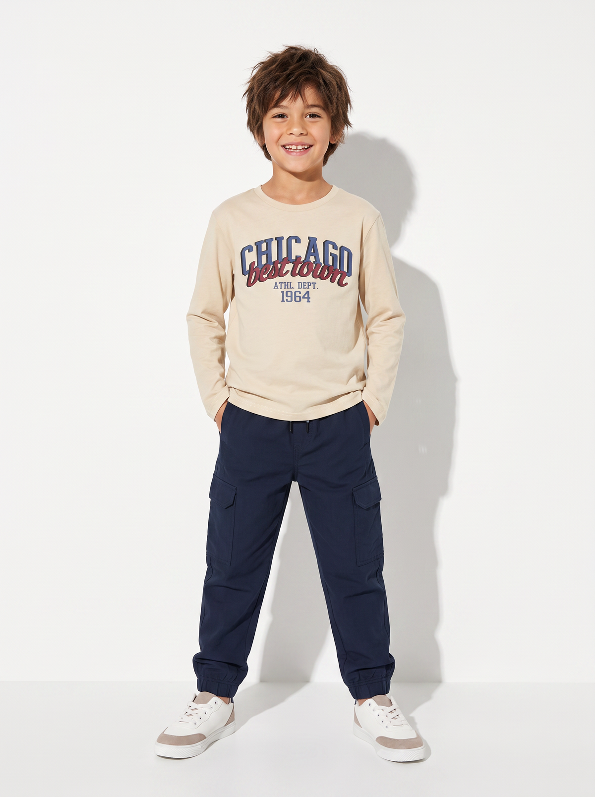 Jogger Cargo in Felpa con Coulisse - Blu