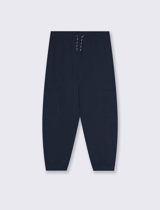 Jogger Cargo in Felpa con Coulisse - Blu