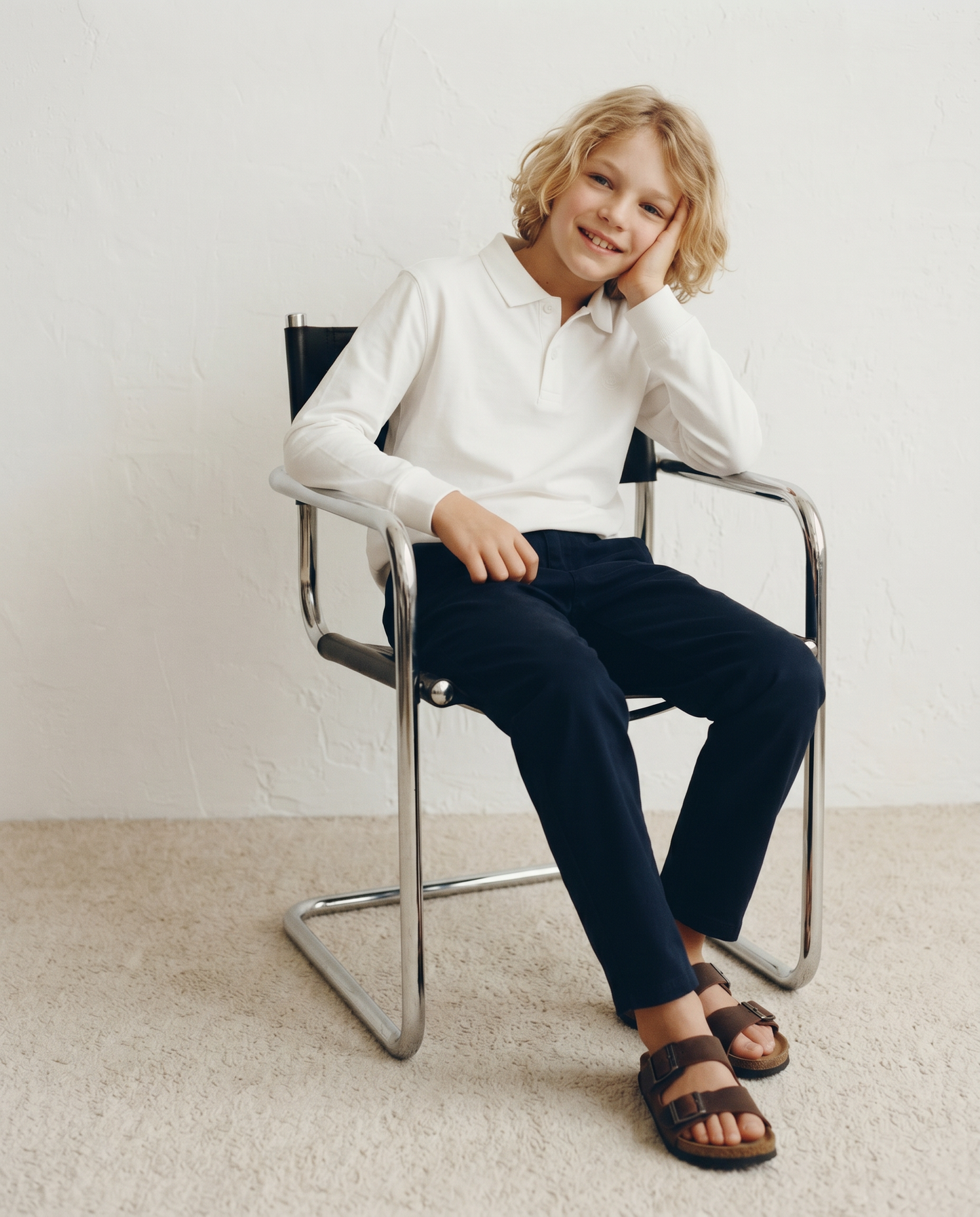 T-shirt con colletto e ricamo elegante - Bianco latte
